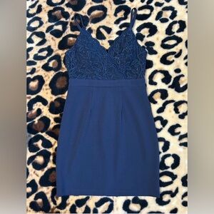 SZ 1 Xtraordinary Navy Lace Detail Dance Dress
